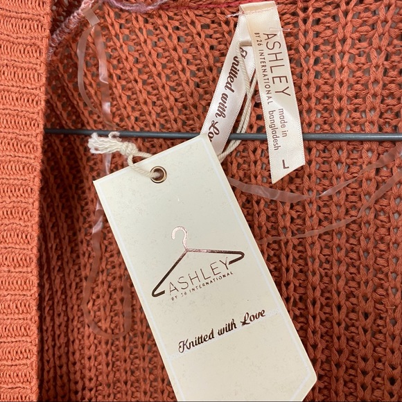 Ashley by 26 International NWT Coral Orange Knit a sweater Cardigan Size Large - Picture 11 of 12